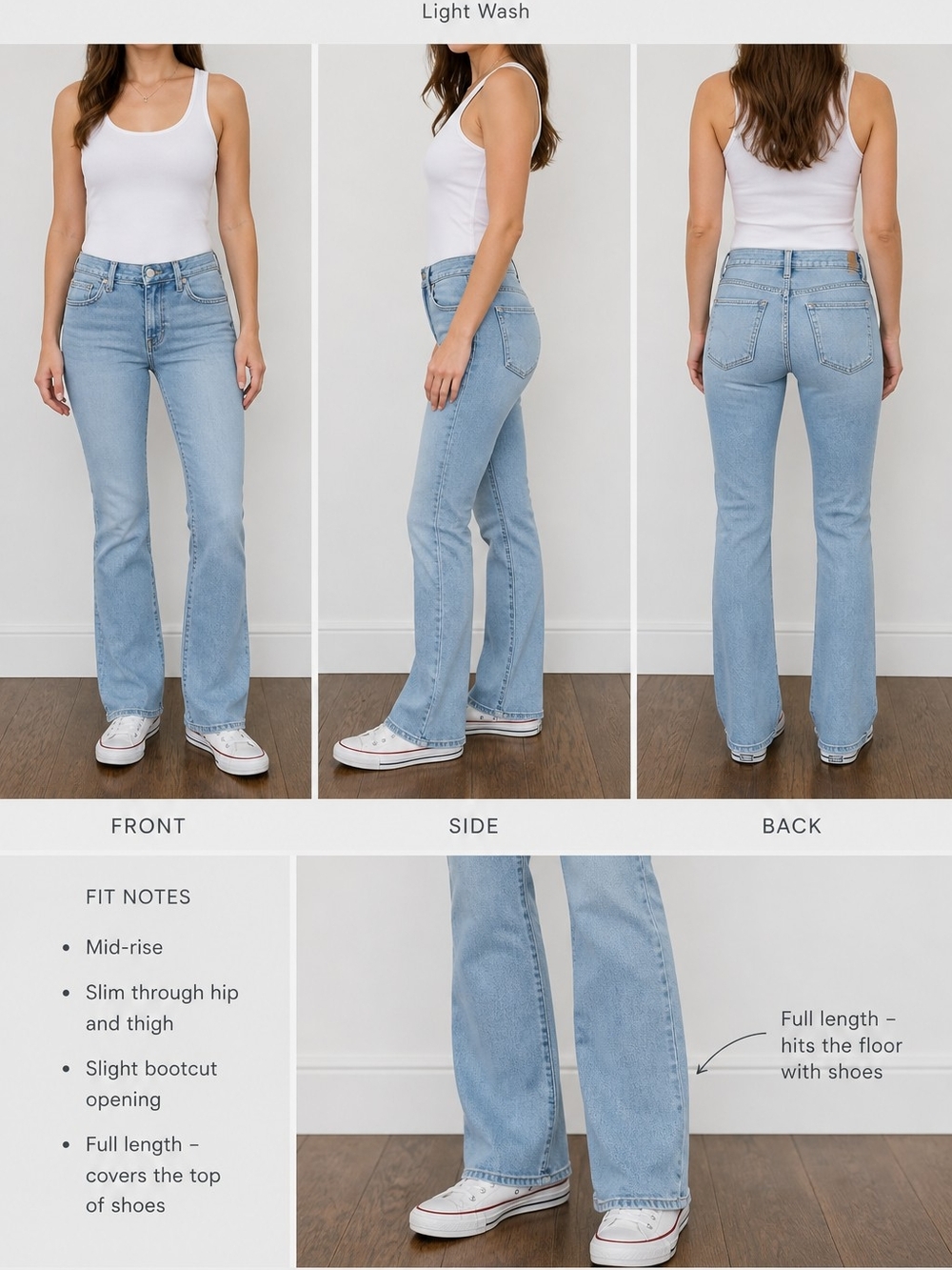 Light Wash Mid-Rise Slim Bootcut Jeans - Women's Light Blue